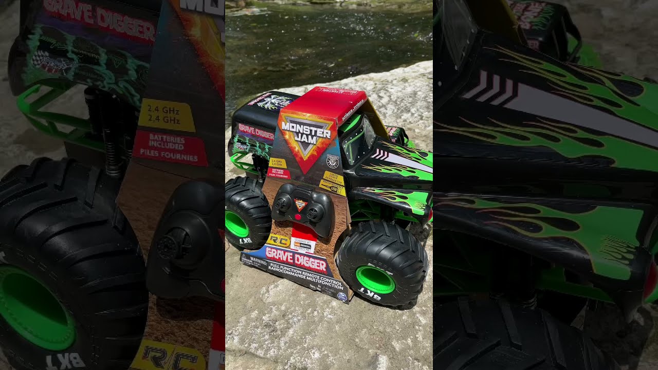 Lets have a little fun with Grave Digger 1:10 Scale RC at the creek! #shorts