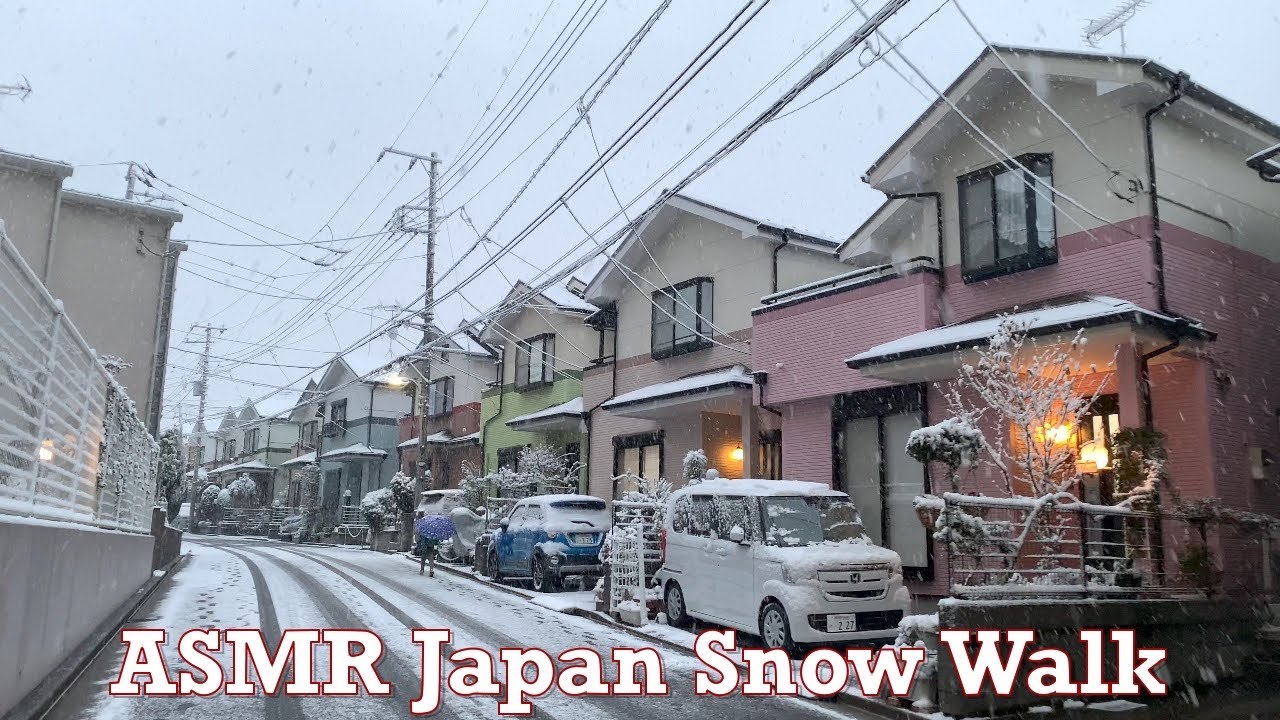 ASMR Japan Snow Walk 2022.01.06 Ambience Sound Sleep Meditate Relax Tokyo Suburb Snowfall Winter