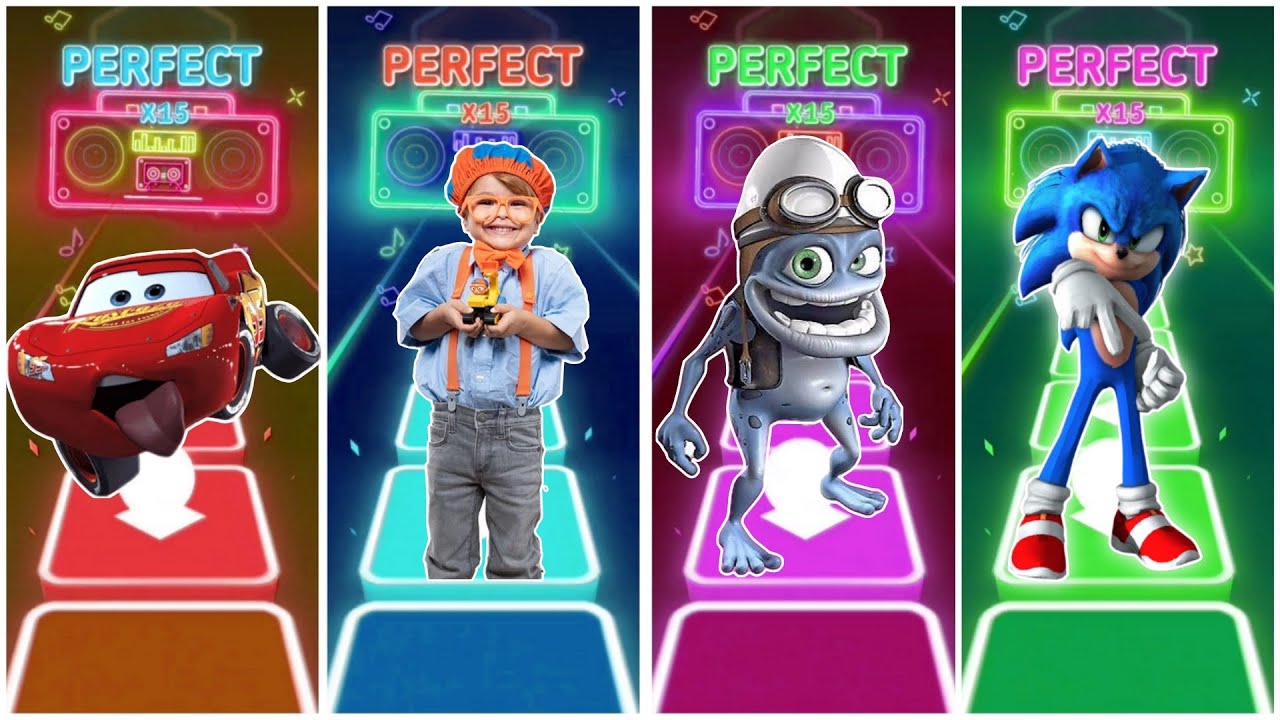 McQueen vs Blippi vs Crazy frog vs SONIC in Tiles Hop EDM Rush🎶