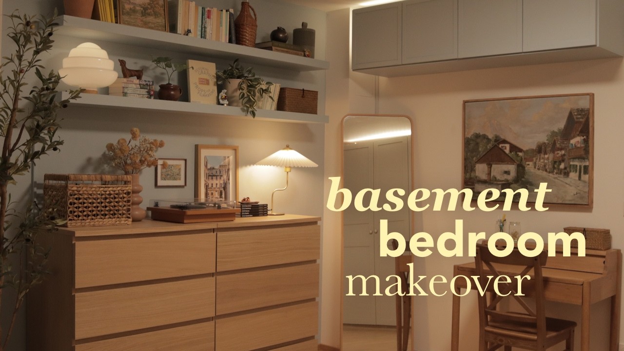 super cozy basement makeover with IKEA hacks 📚