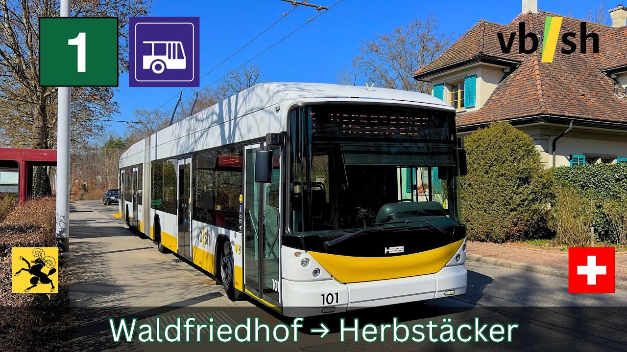 🇨🇭Schaffhausen VBSH Buslinie 1 | Waldfriedhof → Herbstäcker [4K]
