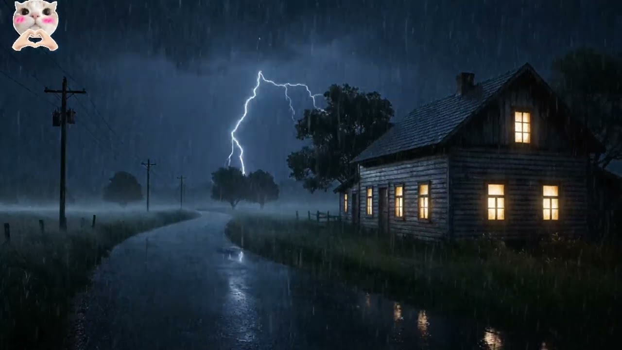 Heavy Rain and Thunder Sounds for Sleep 🌧️⚡ 10 Hours Thunderstorm for Deep Sleep & Insomnia Relief