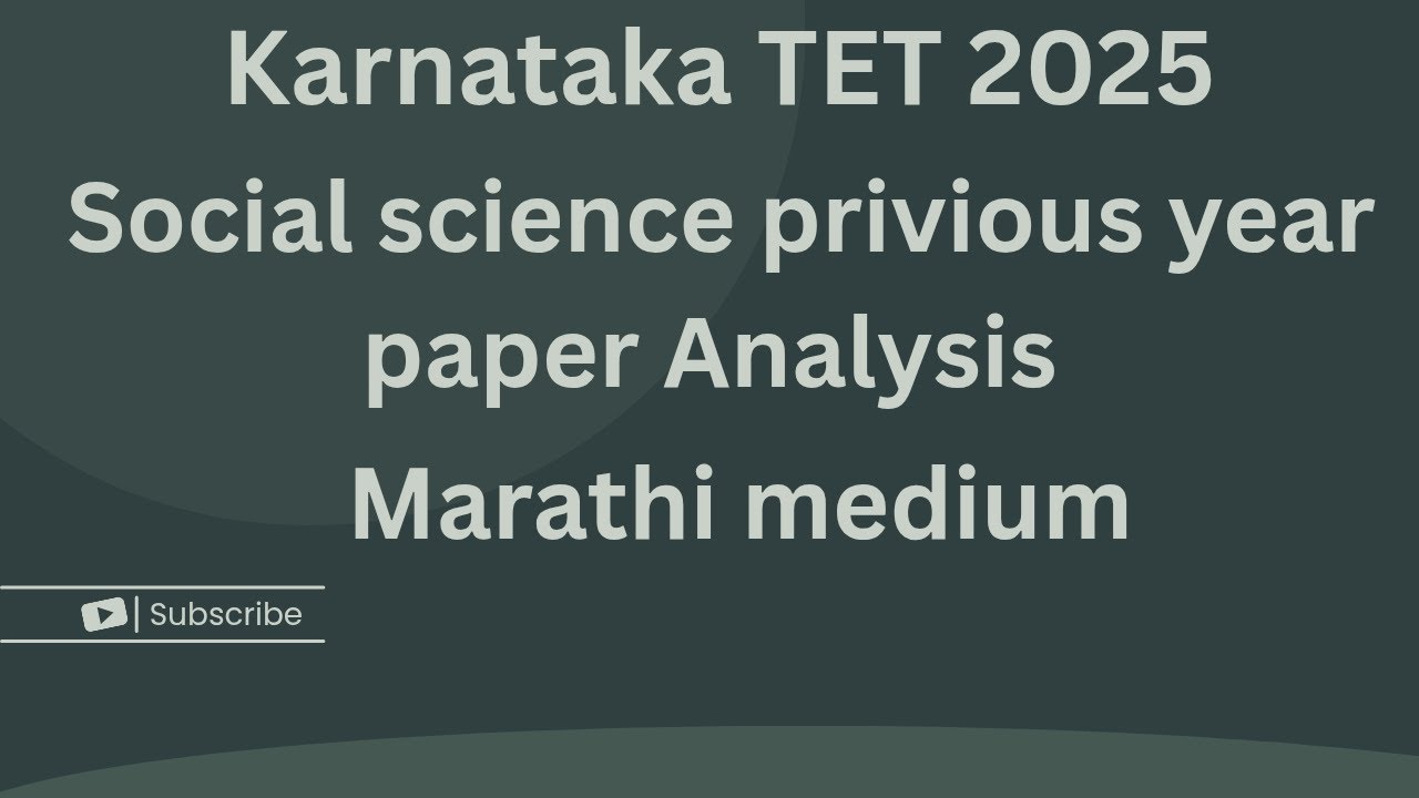 Karnataka TET 2025 Social science in Marathi