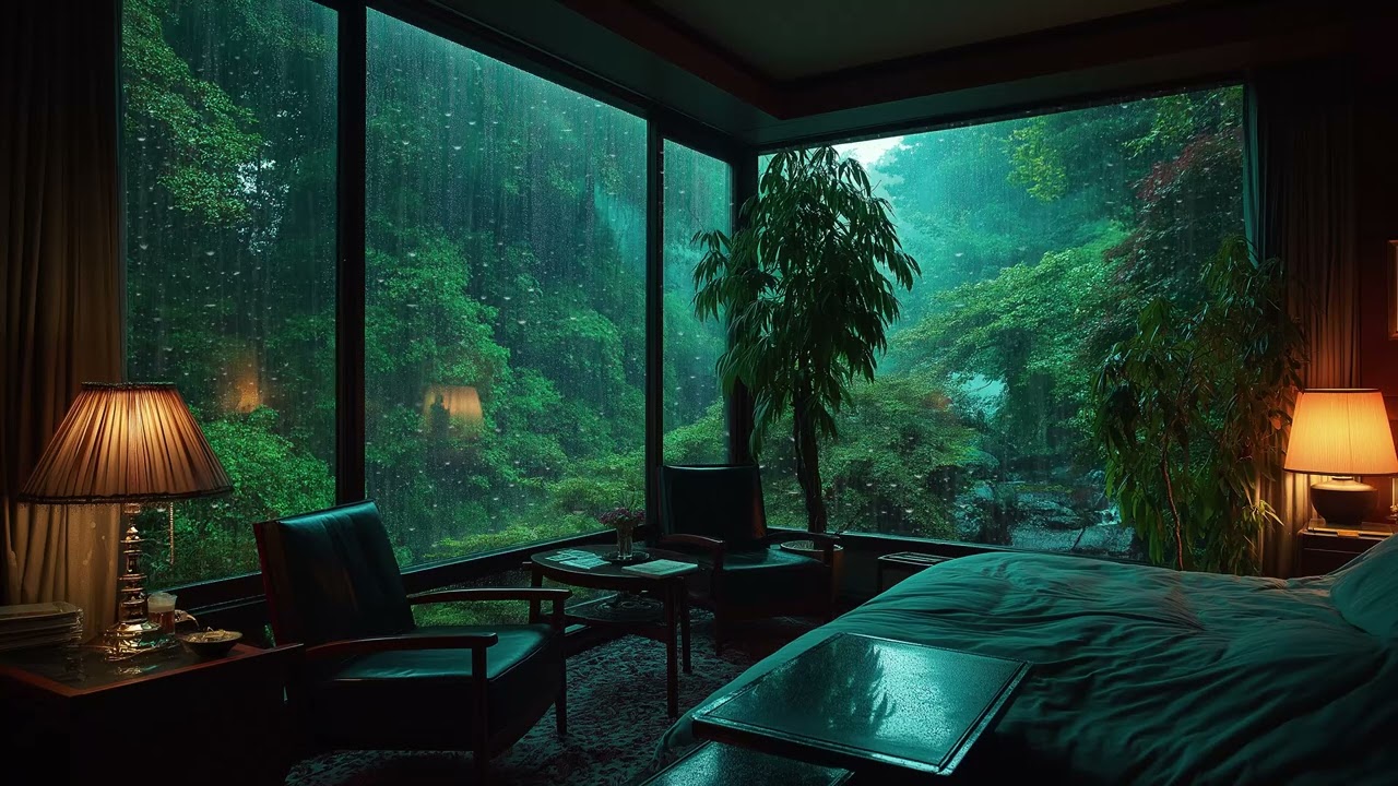🎹🌧️ Deep Focus Rain Piano | Cozy Night Room with Window Rain – 3 Hours | Study Relax Meditation