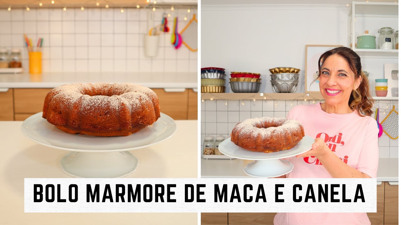 Bolo mármore de maçã e canela