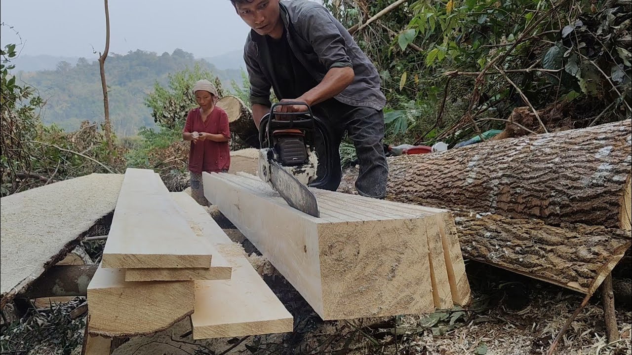 Chainsaw Best cutting tricks making for beautiful board size 2.5cm × 20cm × 360cm Using Stihl382