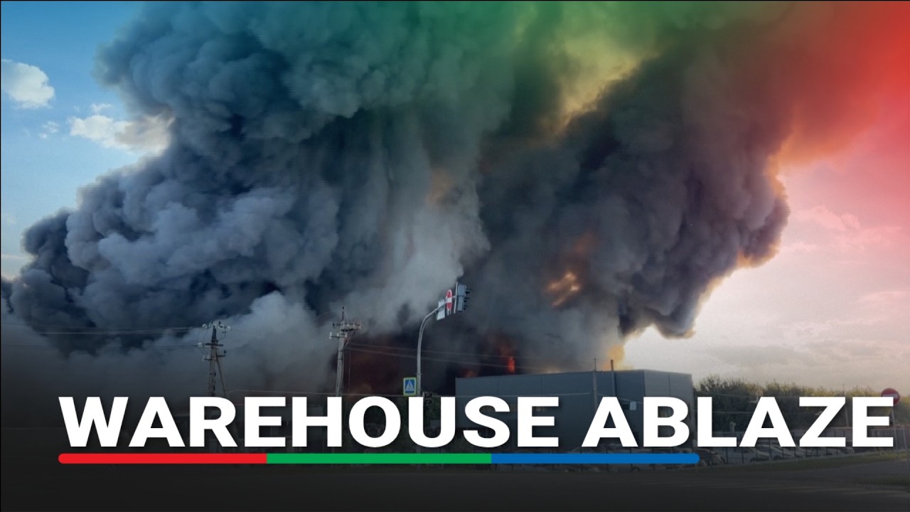 Warehouse ablaze near Kyiv after Russian drone attack | ABS-CBN News