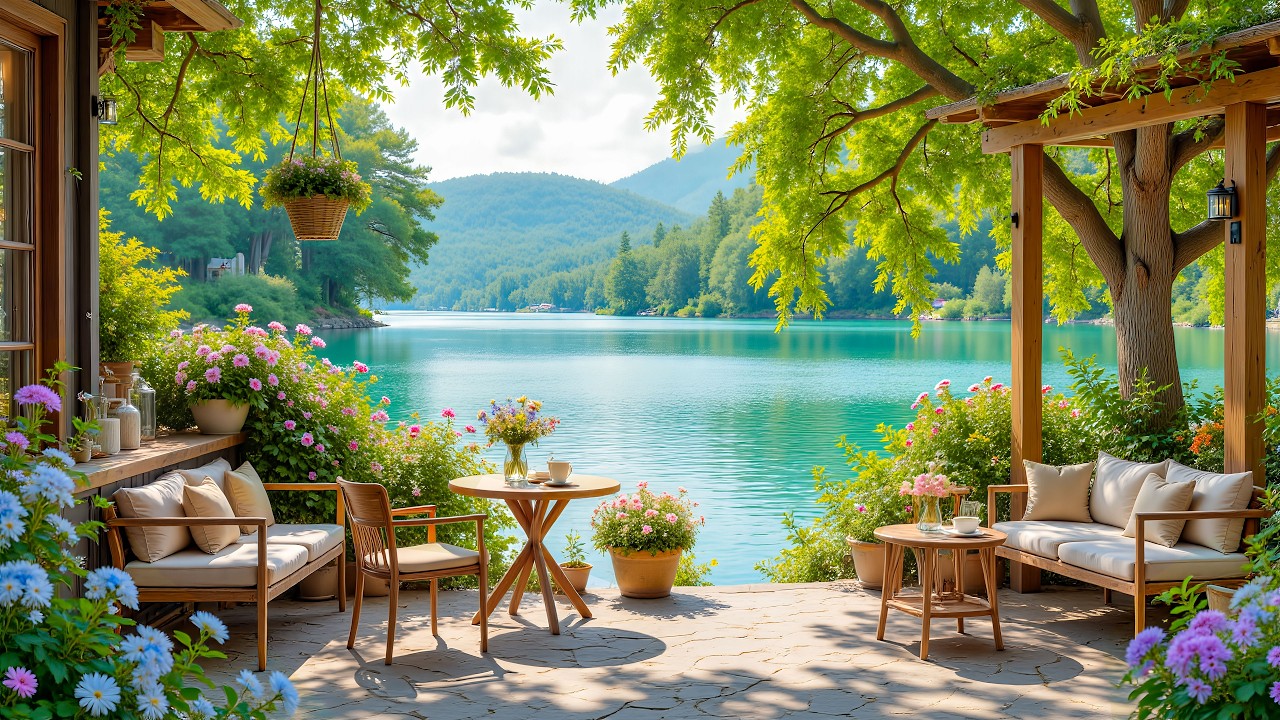 Cozy Lakeside Morning Ambience | Piano Relaxing Music for Quiet Peaceful Moments