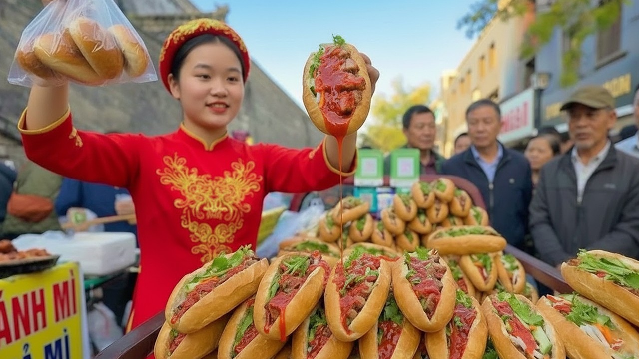 Breakfast Under 2$ Easy Buy in Viet Nam Southest Morning | Banh Mi Roasted Pork