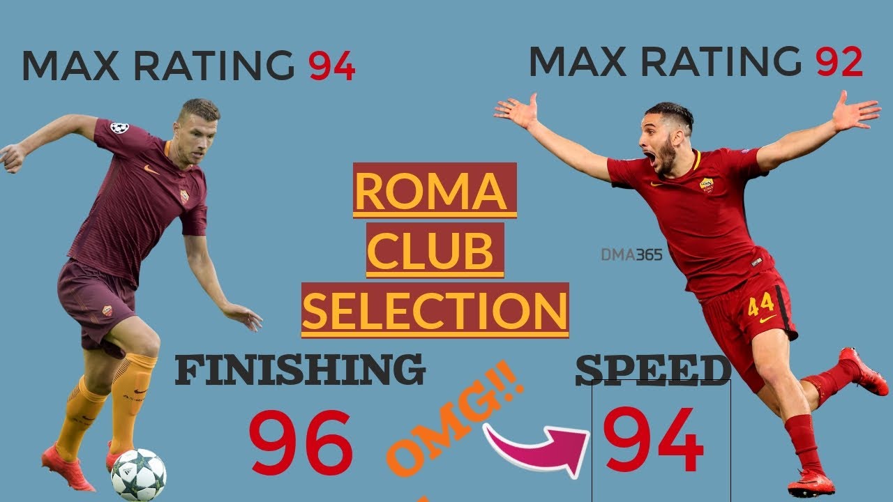 MAX STATS AND RATING OF ROMA CLUB SELECTION| 94 SPEED MANOLAS!!!! | PES 19 MOBILE