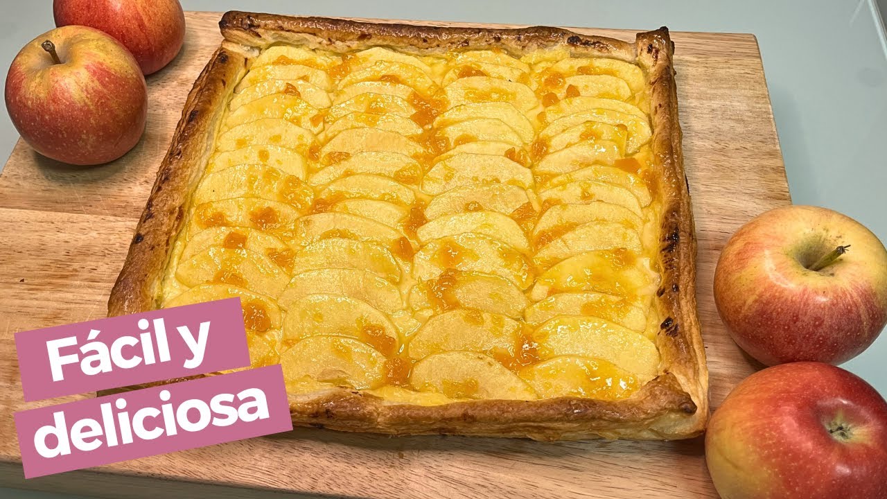 Cómo hacer Tarta de Manzana con Hojaldre y Crema Pastelera 🍎