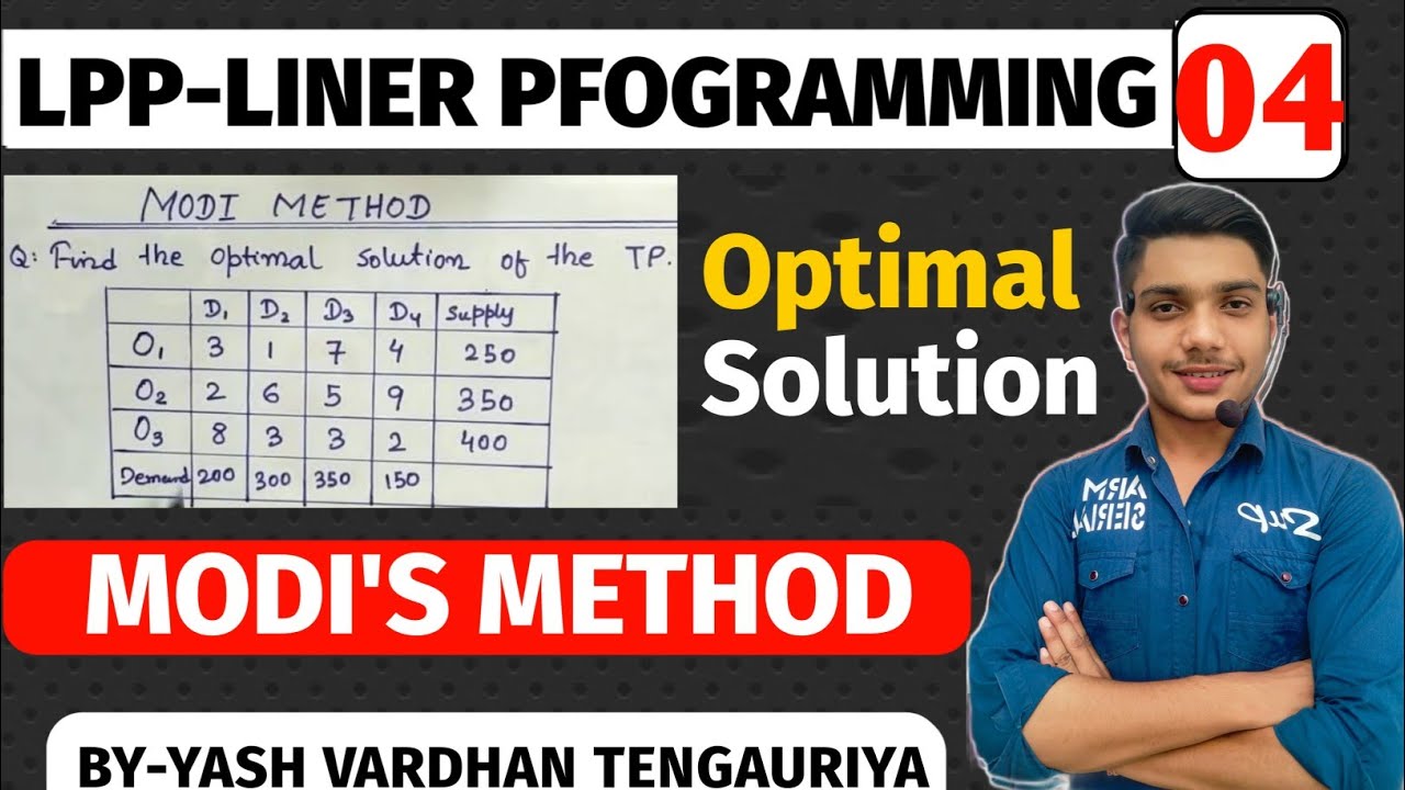 Modi Method Transportation Problem | In Hindi | Operation research | Linear Programming by yash