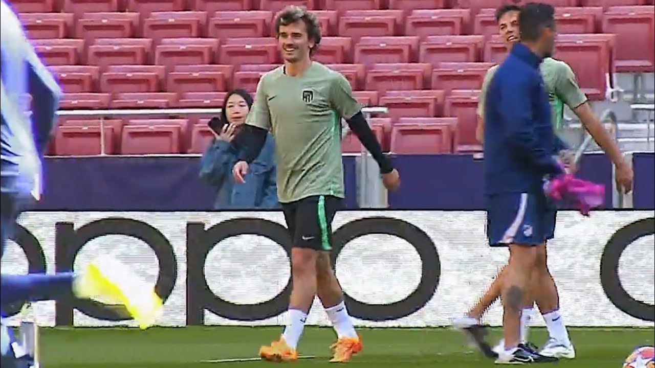 Antoine Griezmann leads Atletico Madrid training ahead of Dortmund Champions League quarter-final