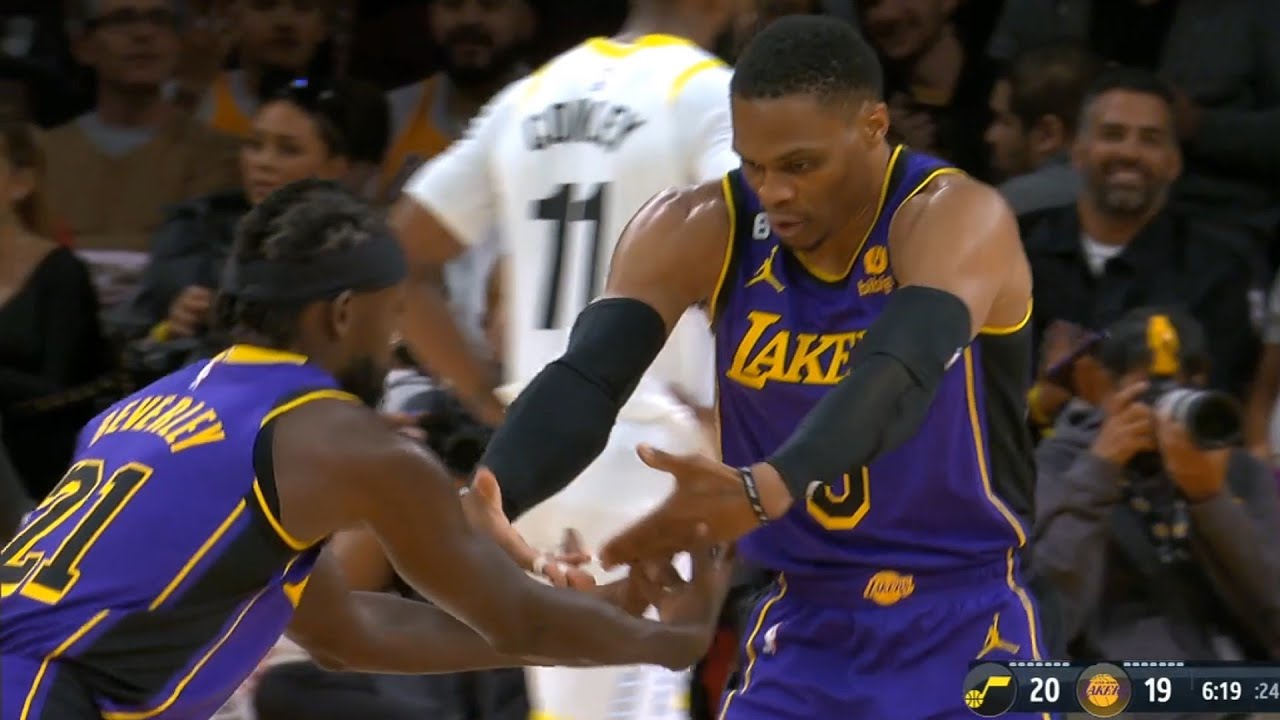 Patrick Beverley helps Russell Westbrook rock the baby after scoring on Jordan Clarkson 😂