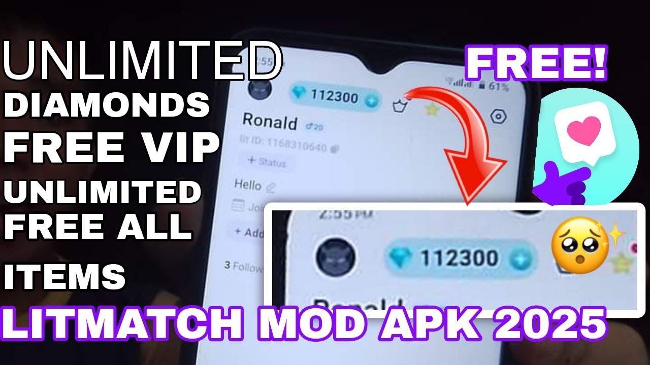 LITMATCH M0D APK VIP 2025, UNLI DIAMONDS FREE ALL ITEMS, NO ADS I THIS IS FREE