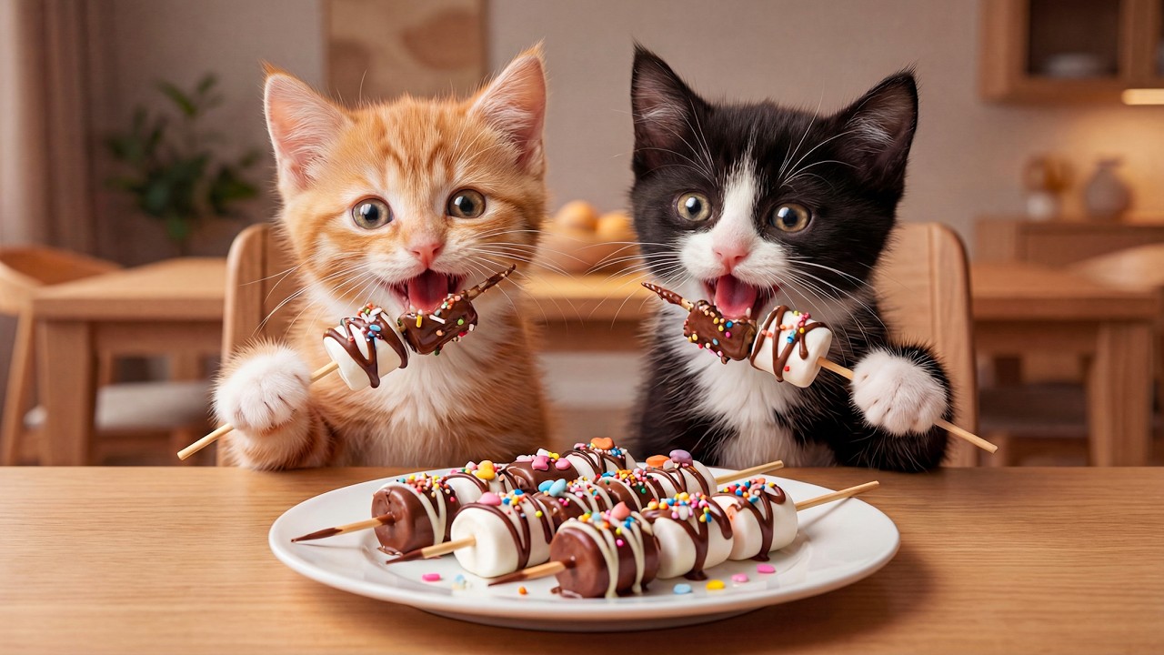🐱🍮 From sweet love to happy smiles: Mother cat bakes cakes for her kittens 💖✨