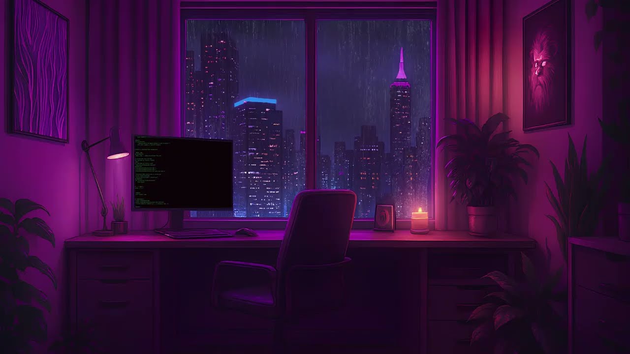 Rainy Purple Room Lofi &ndash; Aesthetic Study Beats for Productive Work