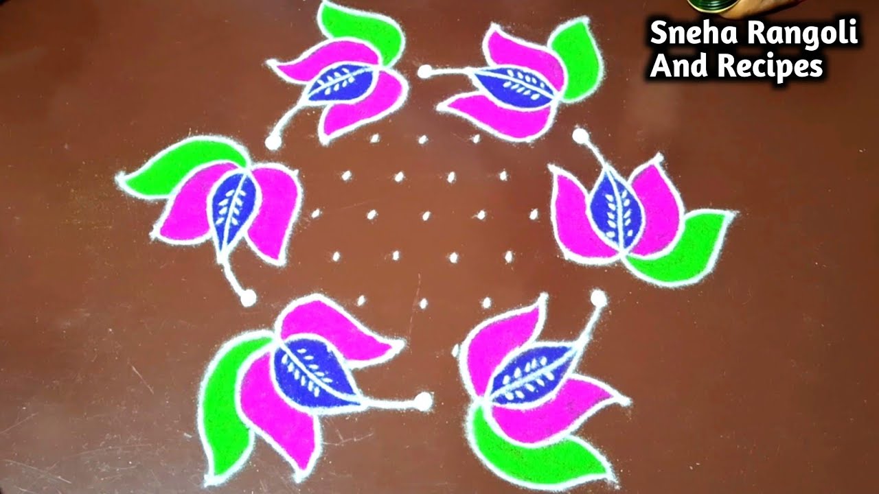Beautiful Floral Rangoli Design 🌸✨ | Easy Colorful Kolam for Home 🏡 | Step by Step Rangoli 