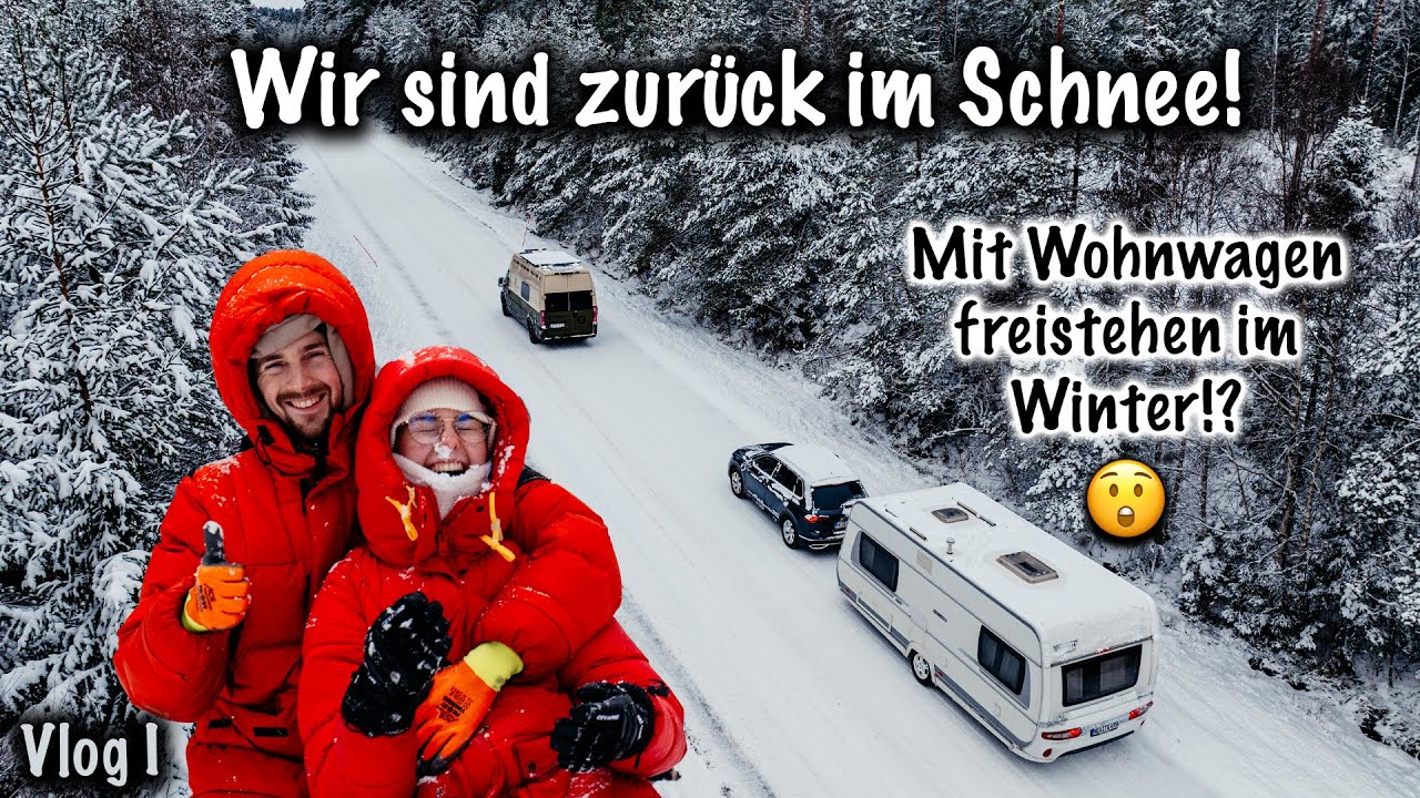 Festgefahren, wir brauchen die Seilwinde! Crazy Winter Camping mit Wohnwagen in Schweden - Vlog I