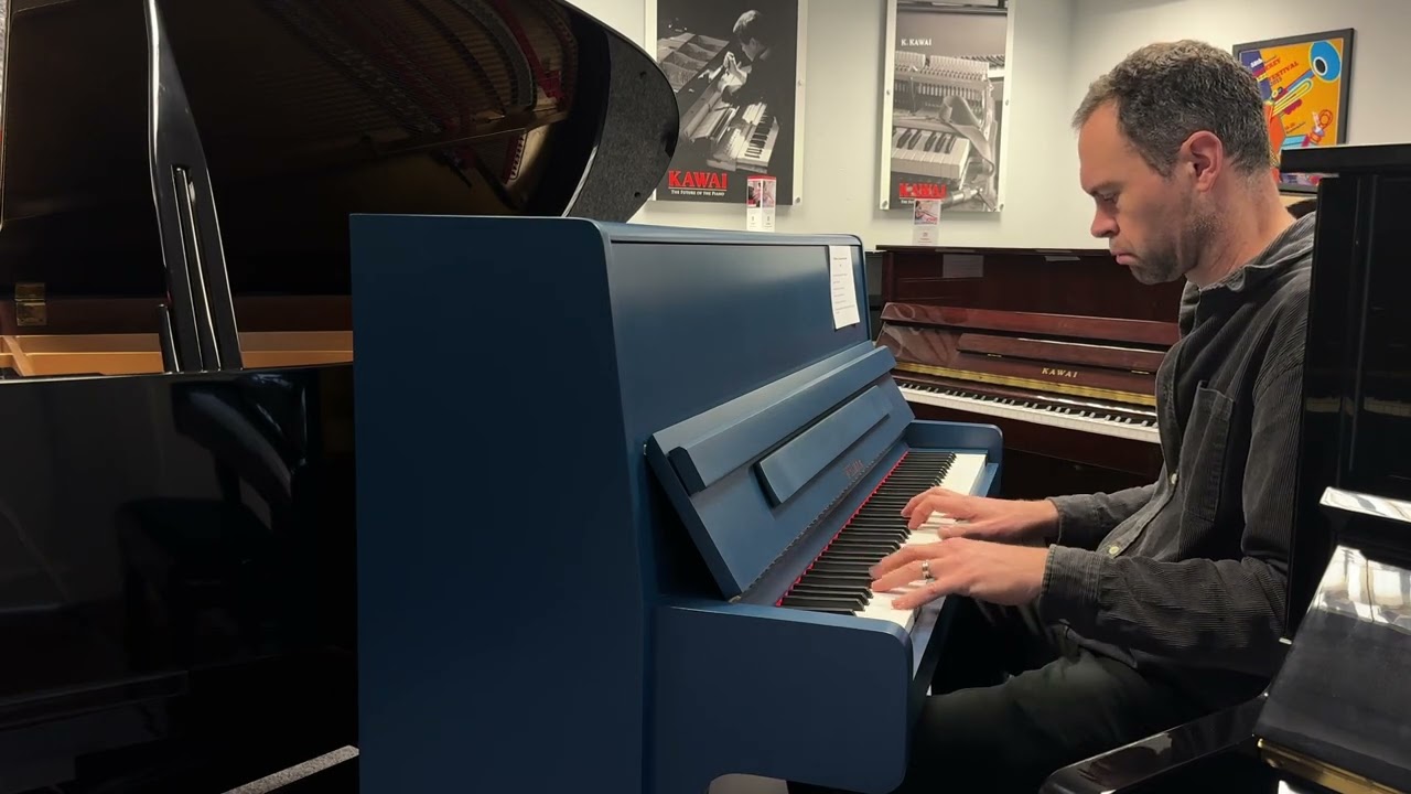 Welmar A2 British Modern Upright Piano in ‘Deep Sea Blue - All Blues - Demo