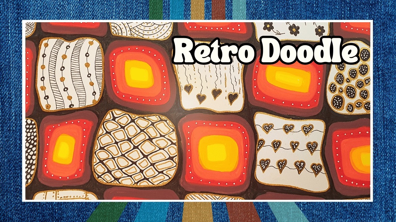 Retro Doodle Art Page with Gold Accents / Relax & Draw