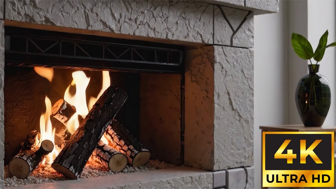 4k Modern Minimal Fireplace Ambience 🔥 | Calm Fire Background for Relaxation & Focus