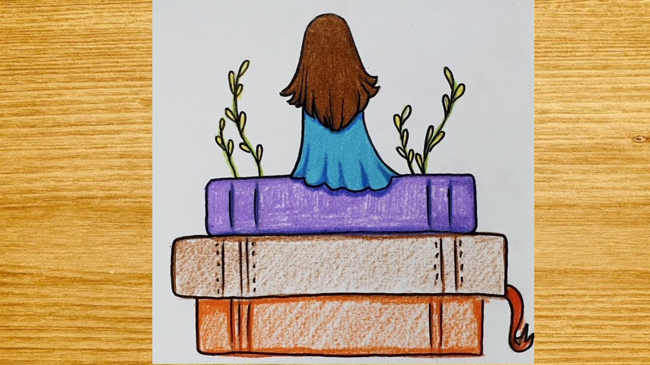 How to Draw a Cute Girl from Behind EASY - Happy Drawings