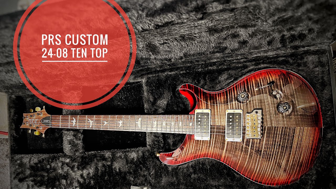 PRS custom 24-08 10 top charcoal cherry burst review español unboxing
