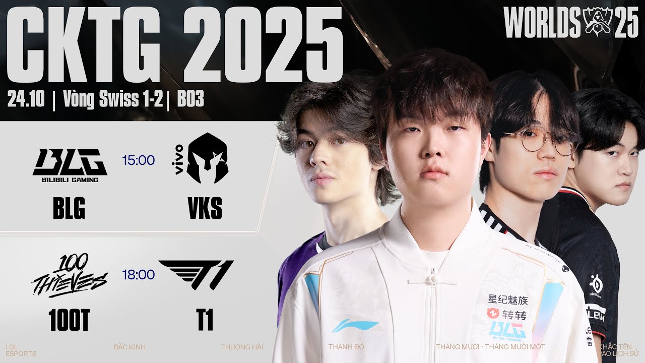 BLG vs VKS | 100T vs T1 | CKTG 2025 - V&ograve;ng Swiss Ng&agrave;y 24.10.2025