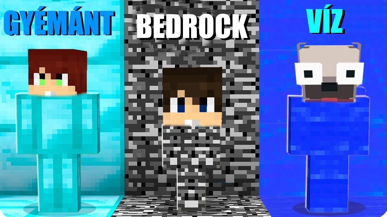 GYÉMÁNT VS BEDROCK VS VÍZ BÚJÓCSKA KIHÍVÁS A MINECRAFTBAN!