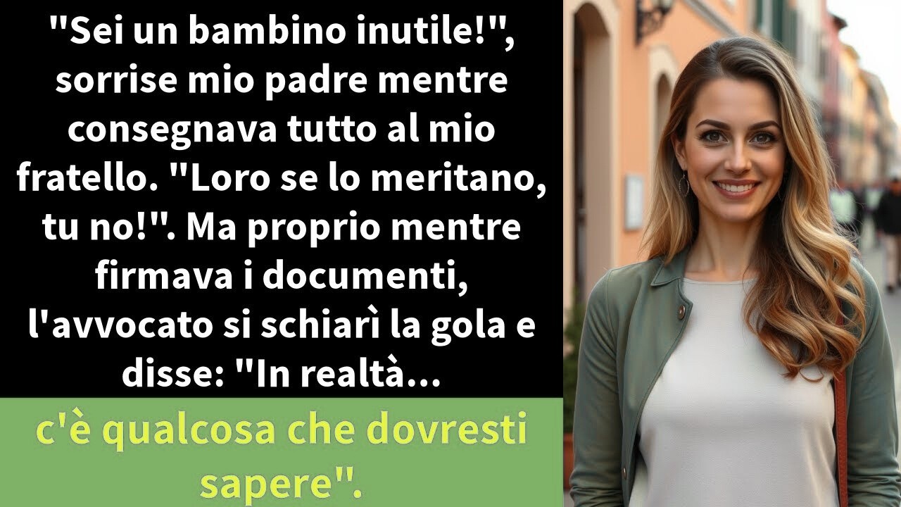 Sei un bambino inutile! , sorrise mio padre mentre consegnava tutto al mio fratello