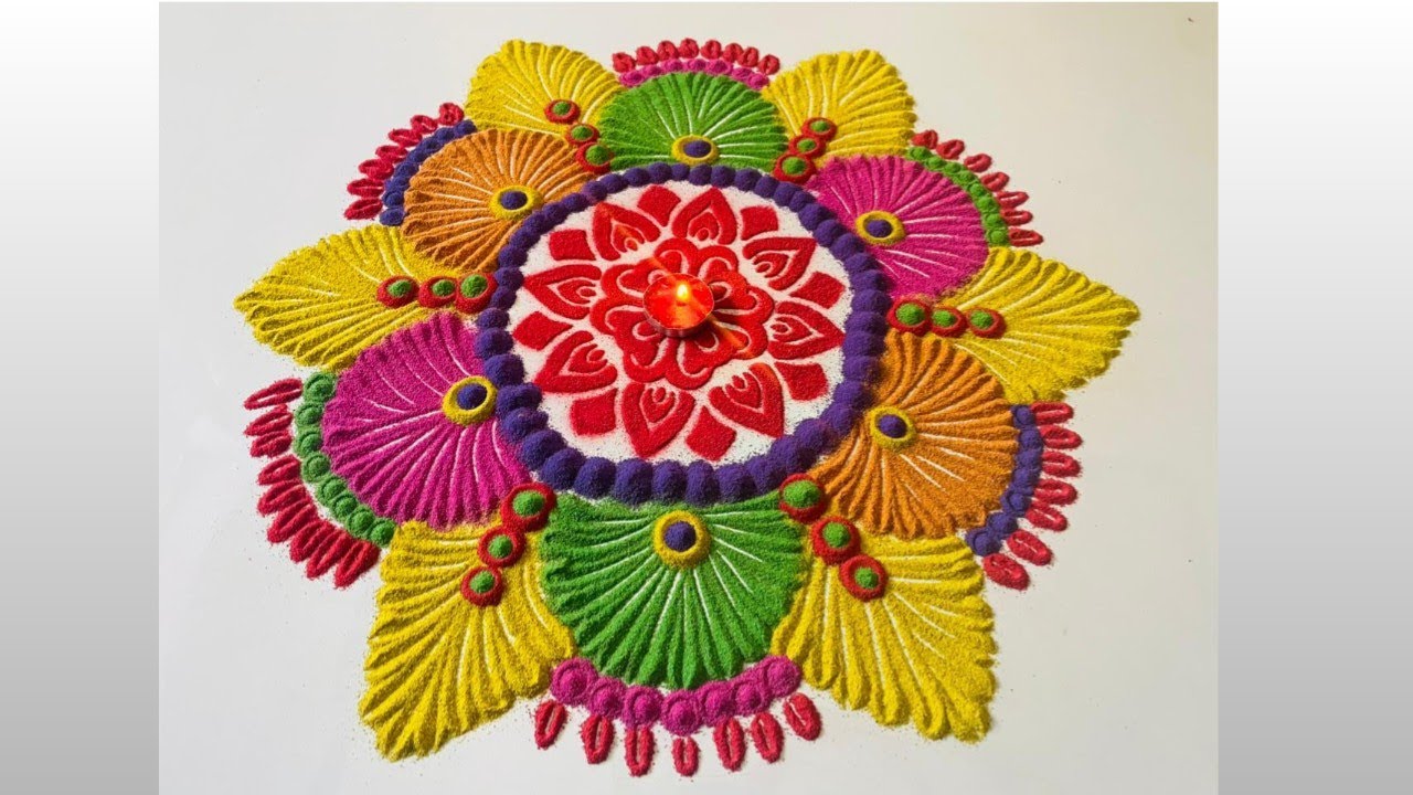 Rangoli Design For Beginners | Simple Rangoli Designs #rangoli #kolam #mugulu #rangolidesigns #art 