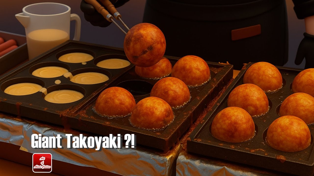 Would you eat this Giant Takoyaki ?! 🐙🔥 巨型章鱼烧