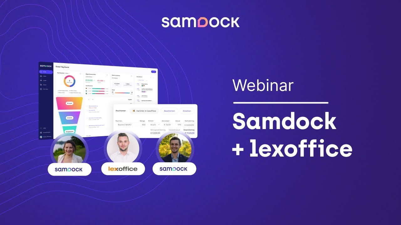 Webinar: Samdock + lexoffice - Vertrieb und Buchhaltung perfekt integriert