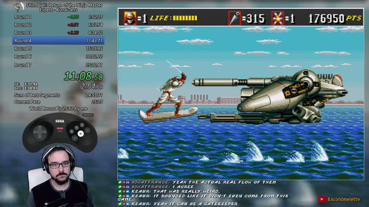 Shinobi III Kunai-less WR 25:10