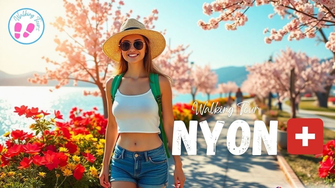 🇨🇭 4K Walking Tour of Nyon, Switzerland | Scenic Stroll Along Lake Geneva