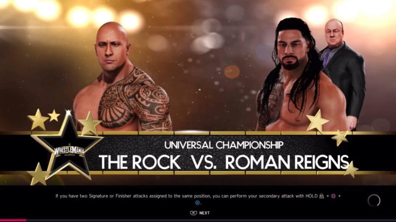 WWE 2K20 Gameplay The Rock vs Roman Reigns Universal Championship WrestleMania 37
