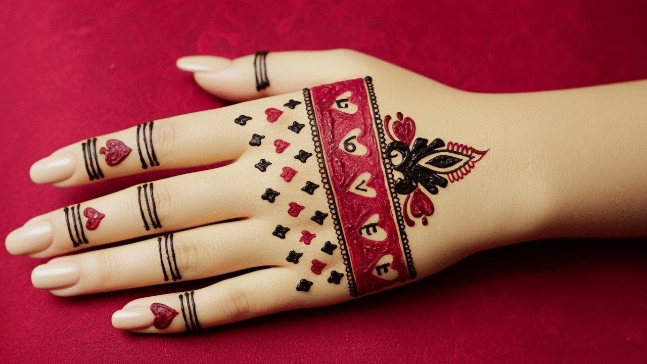 Valentine Special Mehndi ❤️ | Love Theme Mehndi Design 💕 | Romantic Hand Mehndi ❤️✨