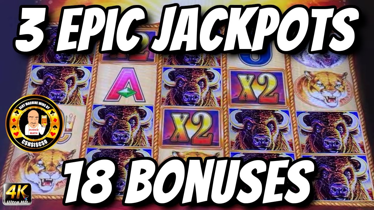 3 JACKPOTS - 18 BONUSES - 1 NIGHT on Buffalo Gold Slot Machines