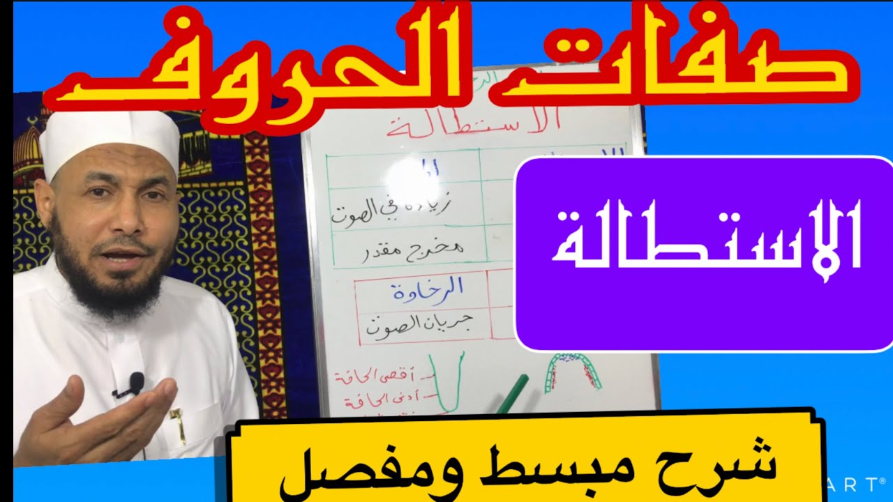 صفات الحروف- الاستطالة- شرح مبسط لكيفية الاستطالة والفرق بينها وبين المد والرخاوة وأخطاء النطق بها.