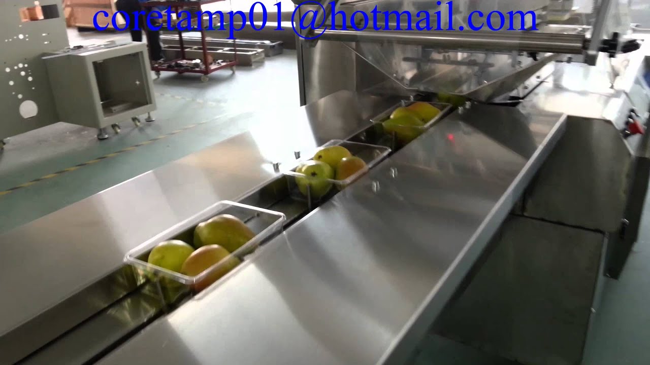 Pear Packing Machine， Flow pack machine for pear with tray， Auto packaging machine for pear
