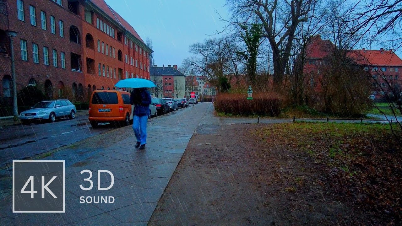 Relaxing City Walk in Rain ☔ Berlin | Rain Sounds for Sleep & Study, ASMR, 4K