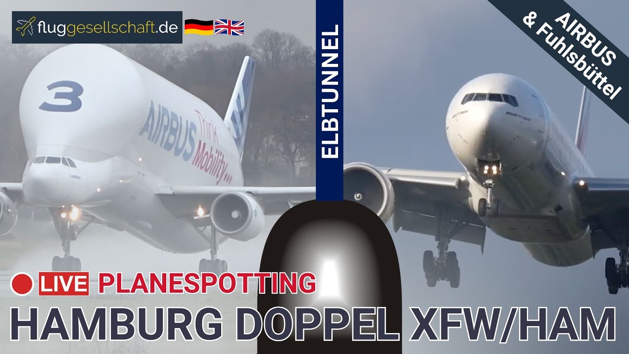 LIVE: Doppel-Flughafen Finkenwerder XFW & HAM Fuhlsbüttel mit Autofahrt durch Elbtunnel