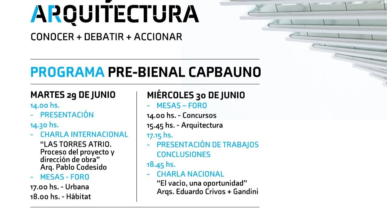 1ra Jornada: Trabajar Arquitectura la Prebienal del Distrito 1 para la X BIAU del CAPBA❗