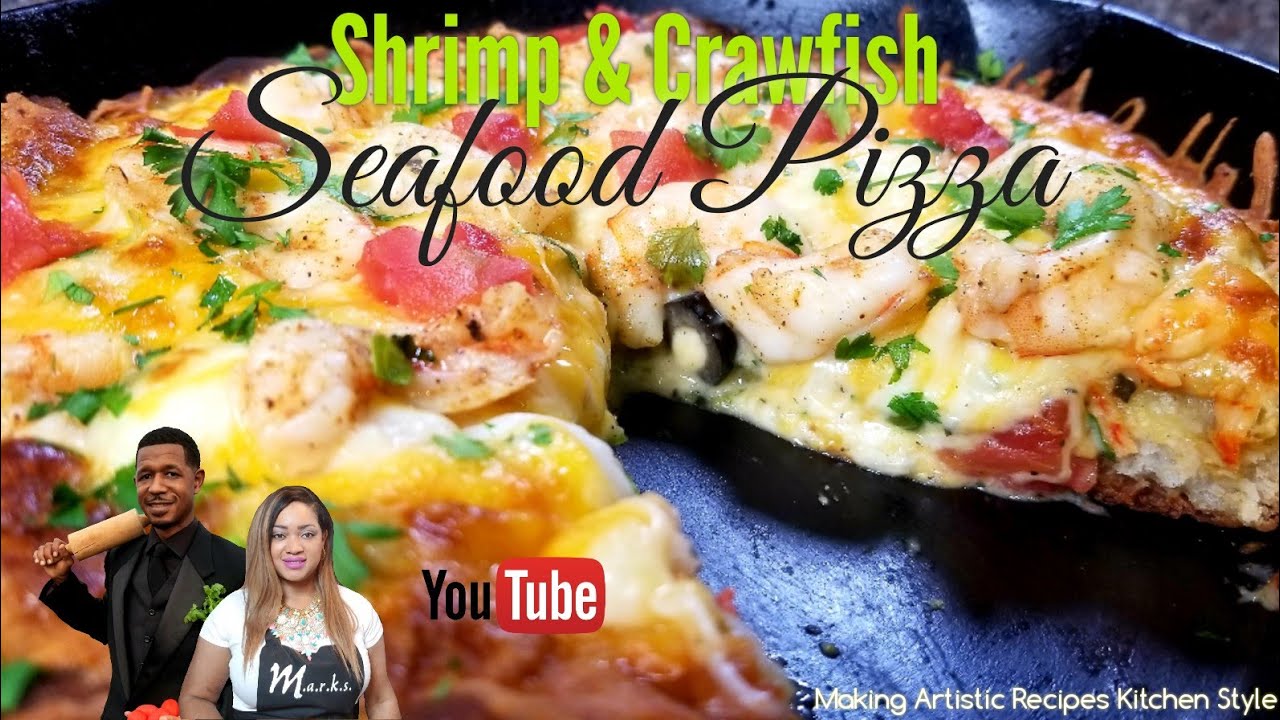 SHRIMP & CRAWFISH SEAFOOD PIZZA + BUTTER & ITALIAN HERB CRUST 🍕