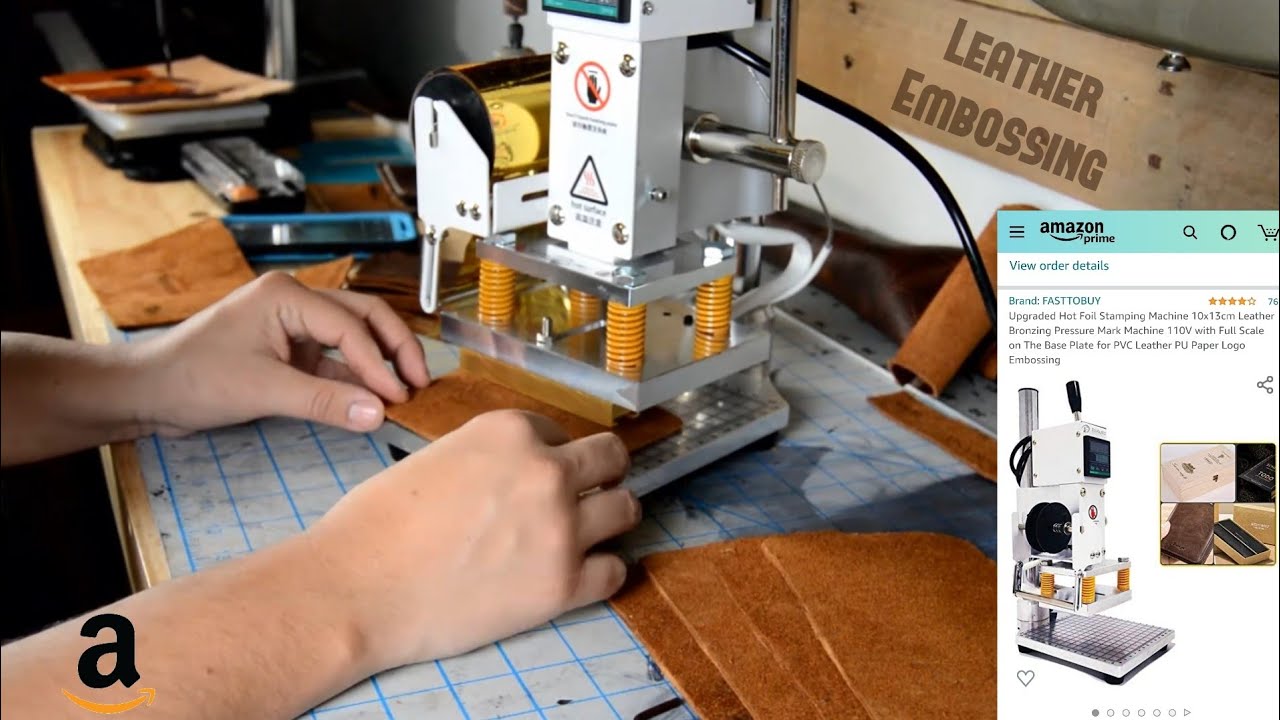 Leather embossing with the (90 DSS-L+Holder) hot foil press.