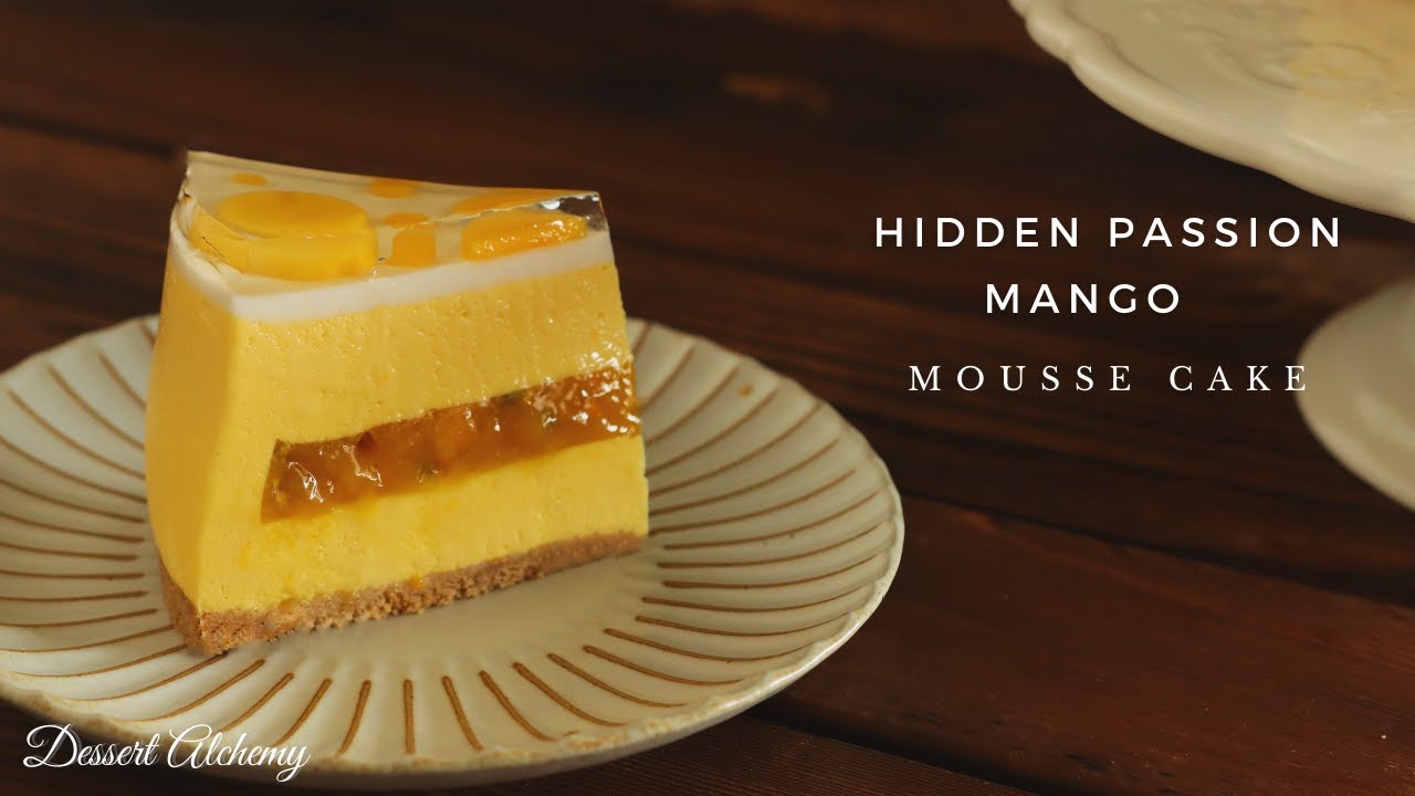 Hidden Passion Mango Mousse Cake | No Bake Mousse Cake | 芒果百香果慕斯蛋糕｜无需烤箱 | 4K | Dessert Alchemy