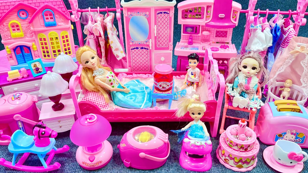 11 Minutes Satisfying with Unboxing Princess Pink Bedroom , Rock Bed Play Set Review Toys | ASMR