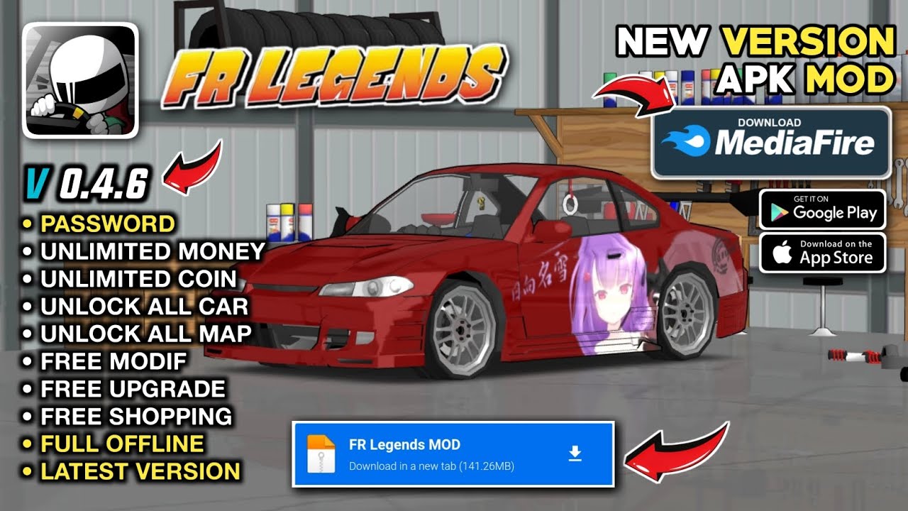 FR Legends Mod V 0.4.6 Apk Terbaru 2026 - Unlimited Money & Unlock All Car