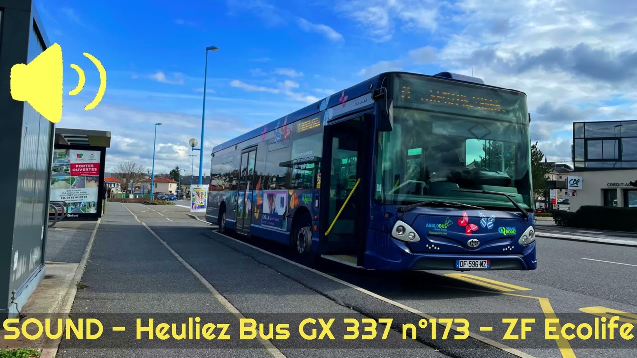 [AGGLOBUS RODEZ] SOUND | Heuliez Bus GX337 €6 n°173 - ZF Ecolife